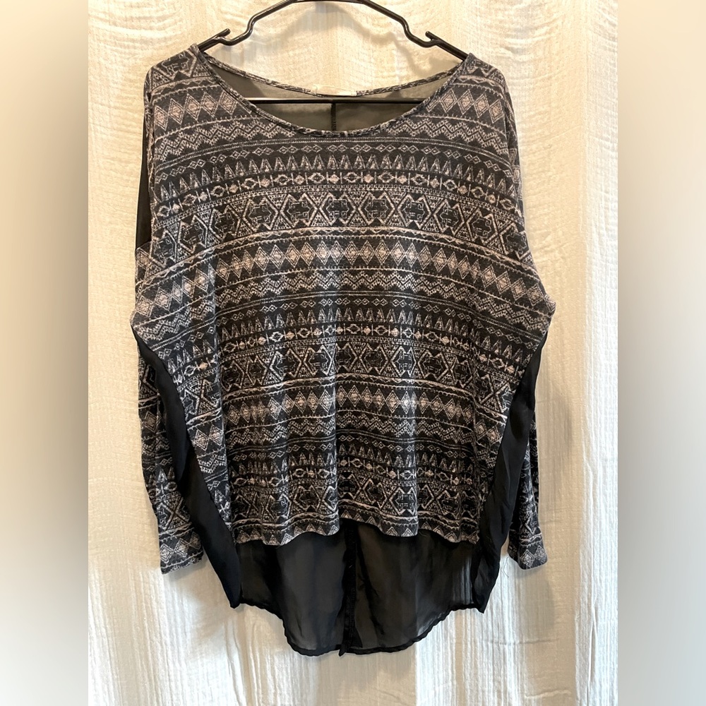 Lush - Black & Grey Aztec/Sheer